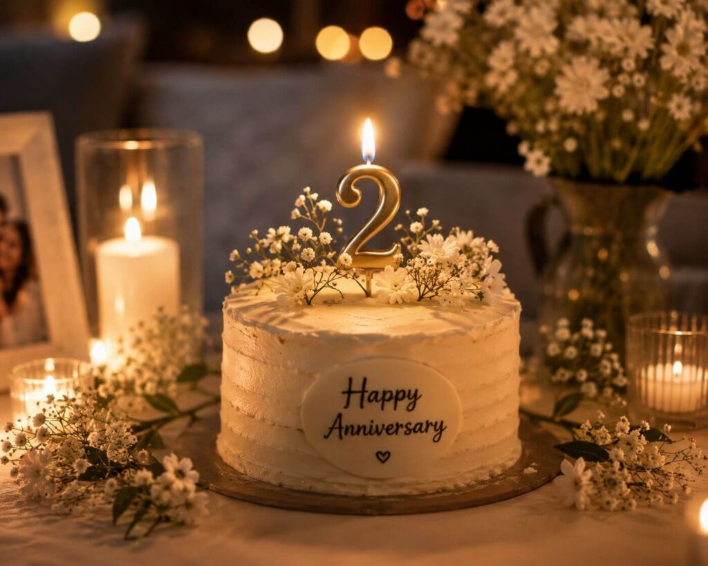 Anniversary Wishes: 250+ Heartfelt Messages, Quotes and Greetings for Every Relationship 28 Anniversary cake with number candle for anniversary wishes by year