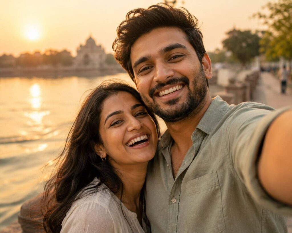 Anniversary Wishes: 250+ Heartfelt Messages, Quotes and Greetings for Every Relationship 24 Couple sharing anniversary wishes for boyfriend with a happy selfie