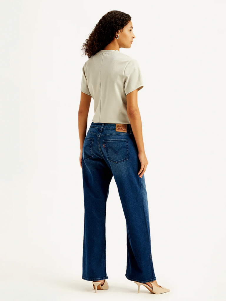 Women's Blue Loose Fit Low Rise Jeans